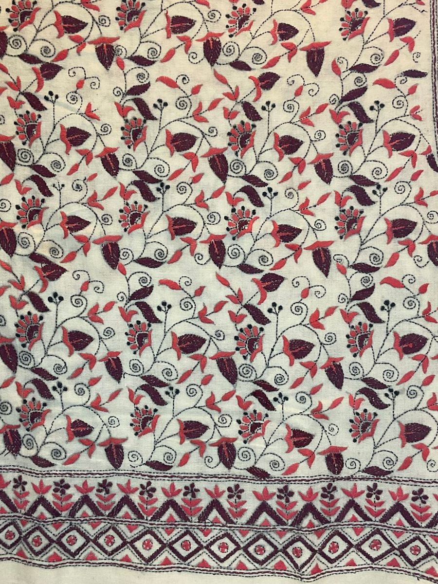 Kantha shawl, white
