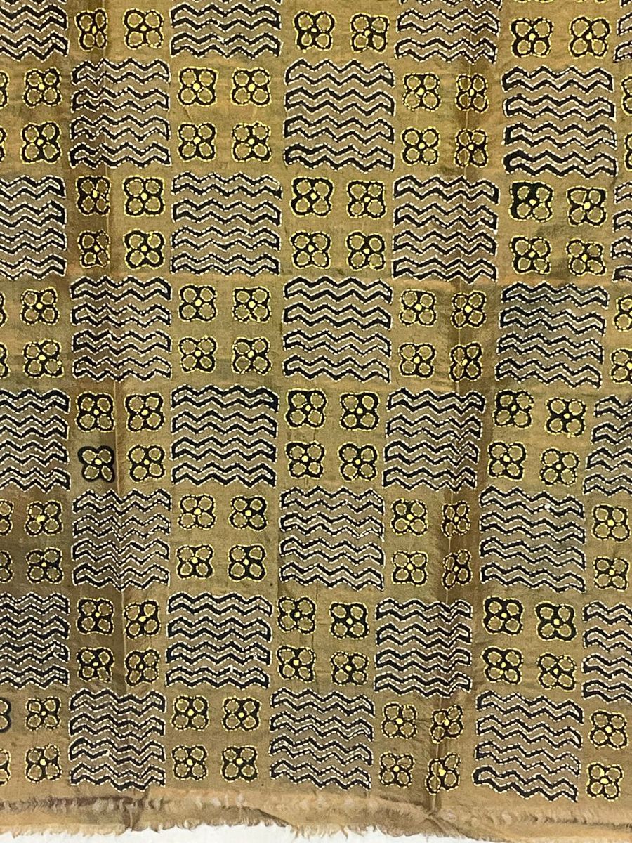 Kantha stole, olive green with black and white