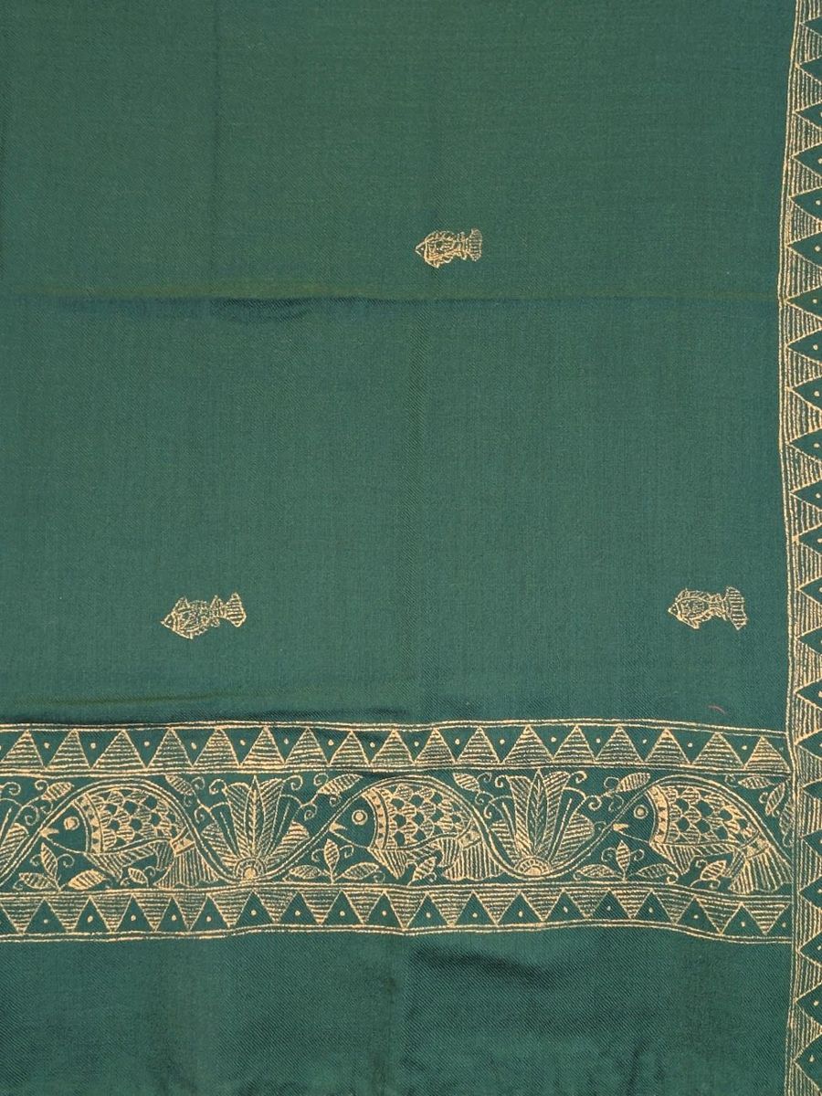 Madhubani shawl, green
